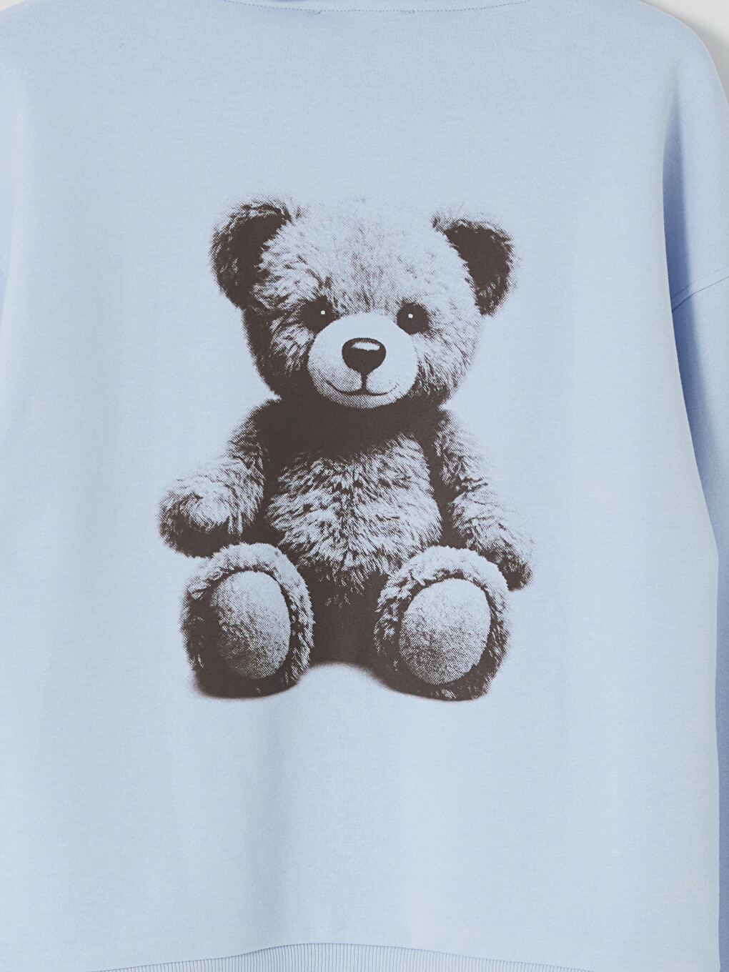 Mavi Baskılı Kanguru Cepli Kadın Kalın Hoodie-2