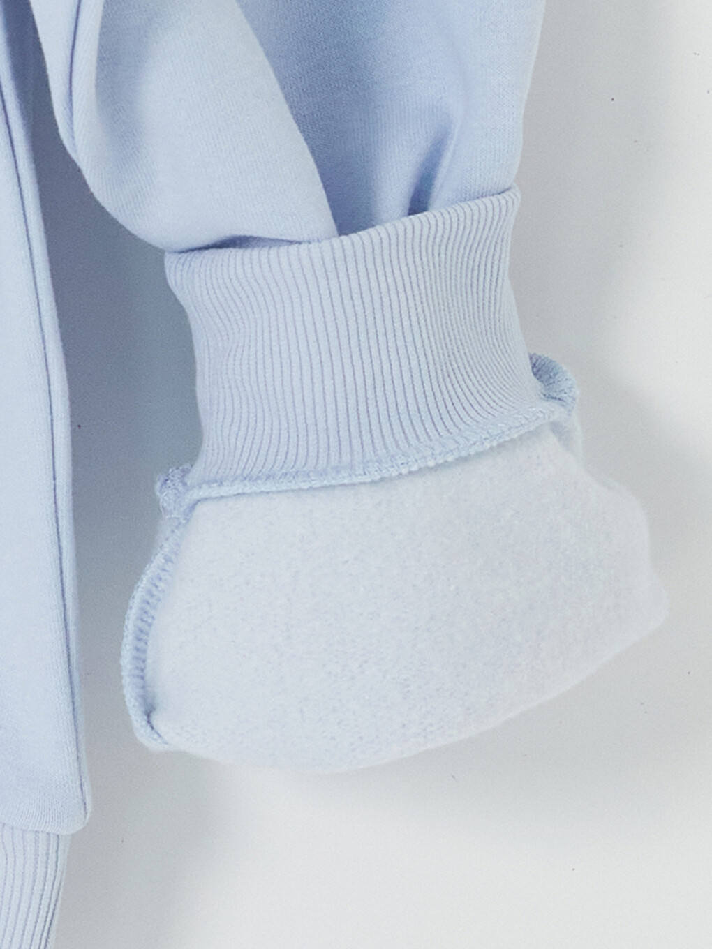 Mavi Baskılı Kanguru Cepli Kadın Kalın Hoodie-3