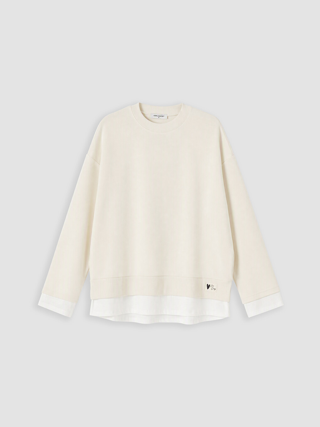Bej Bisiklet Yaka Oversize Kadın Sweatshirt
