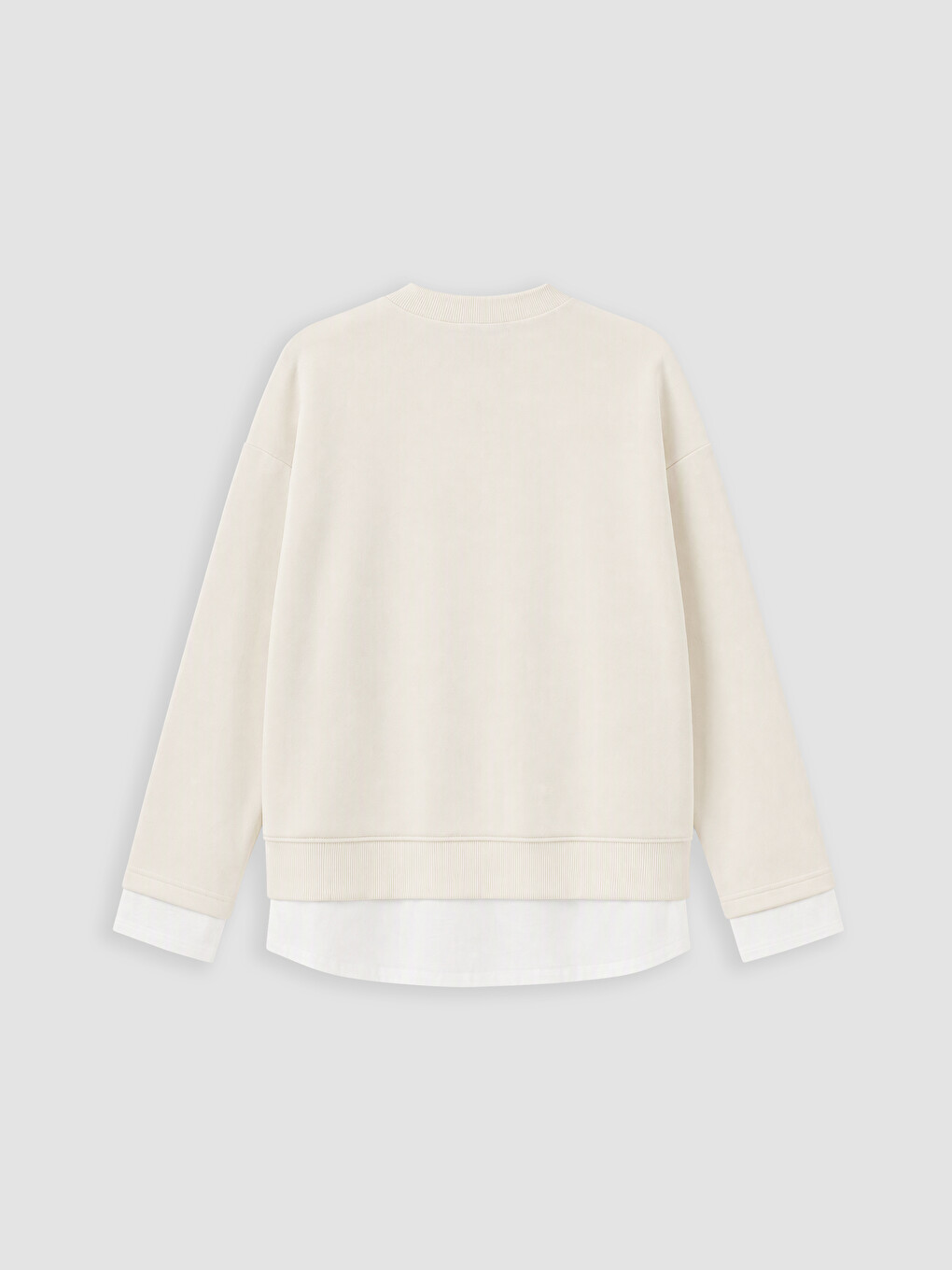 Bej Bisiklet Yaka Oversize Kadın Sweatshirt-2