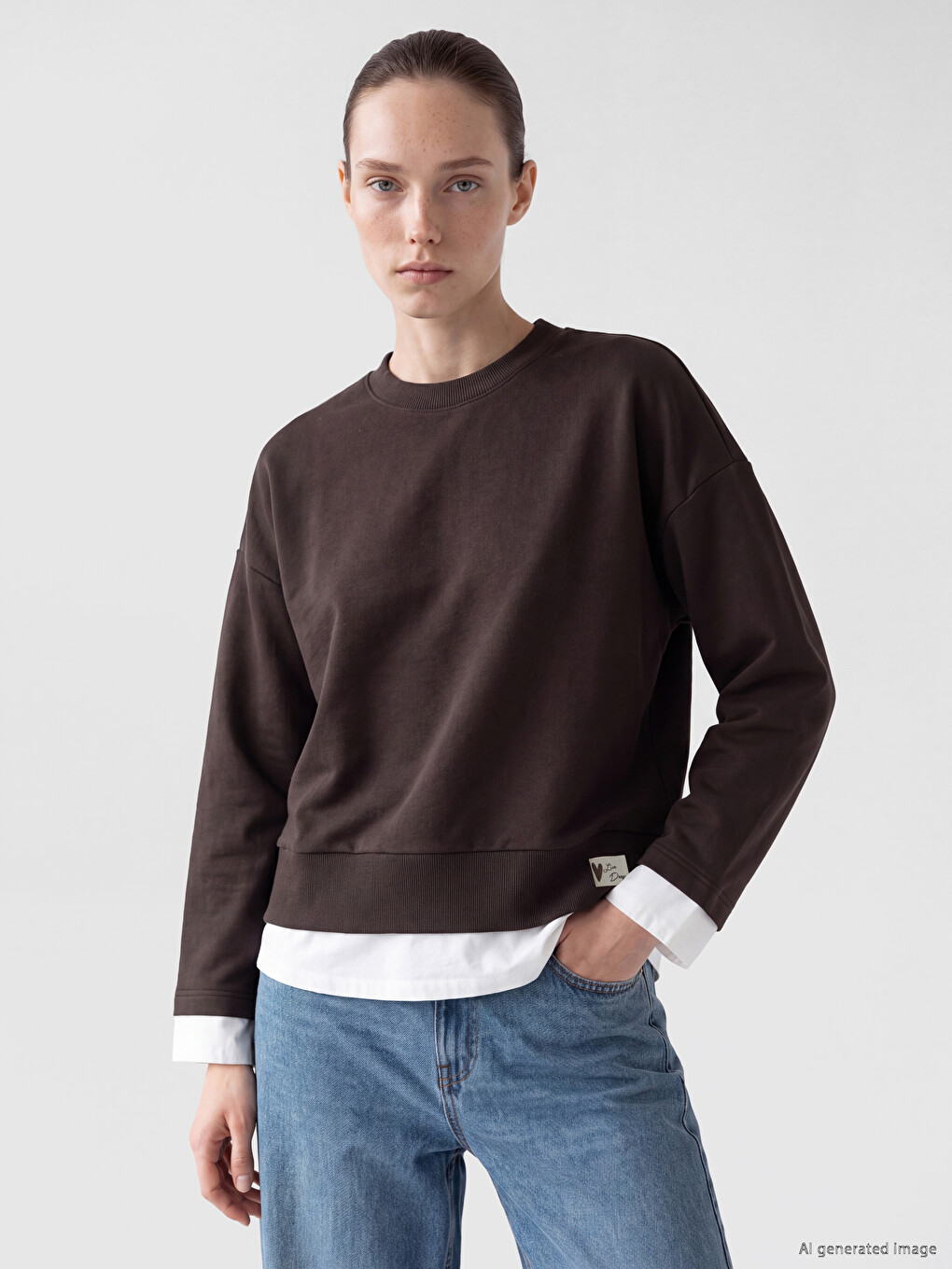 Bluzë Sportive Oversize Me Jakë Të Rrumbullakët Për Gra