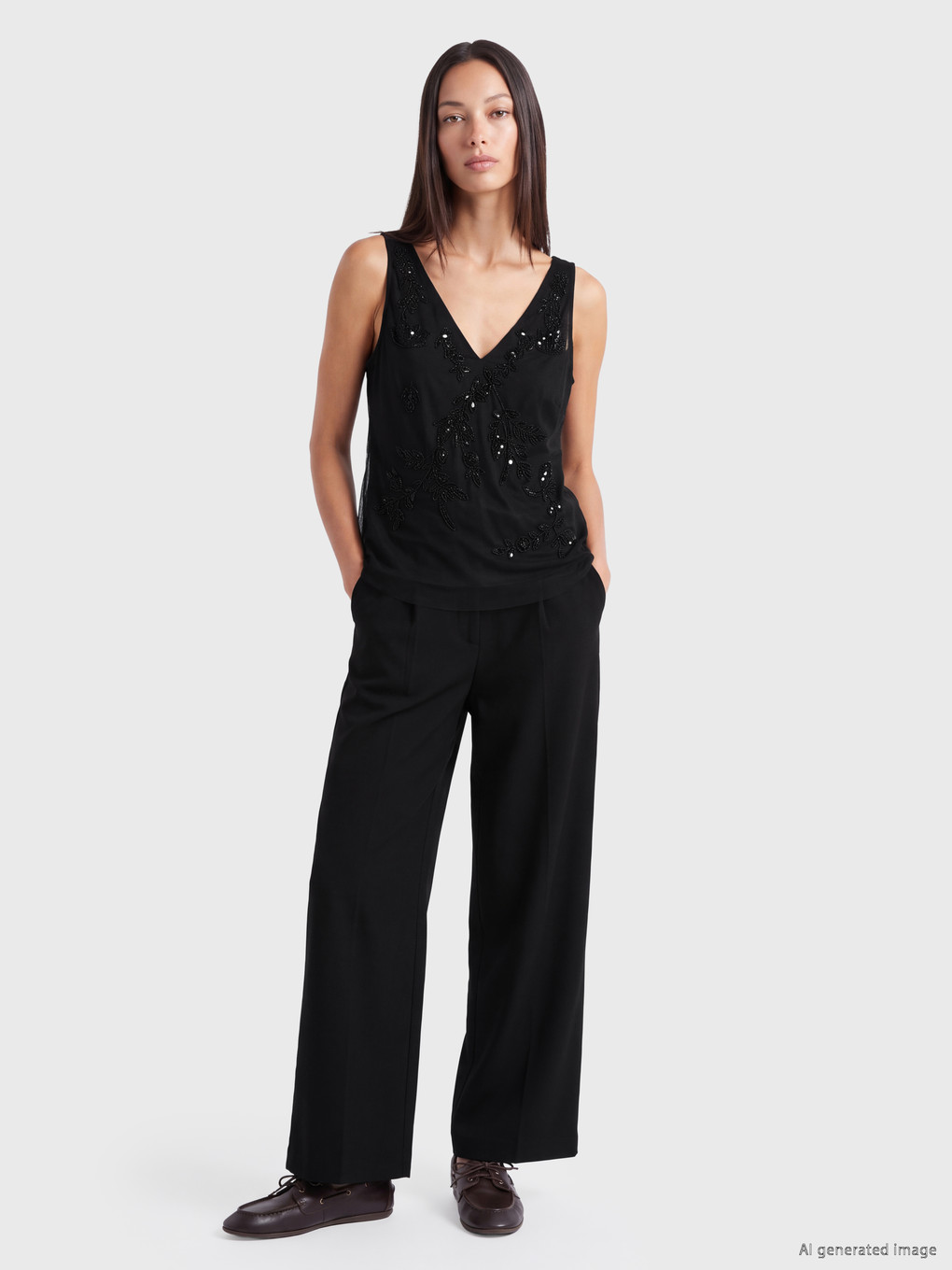 Bead Embellished Chiffon Blouse-1