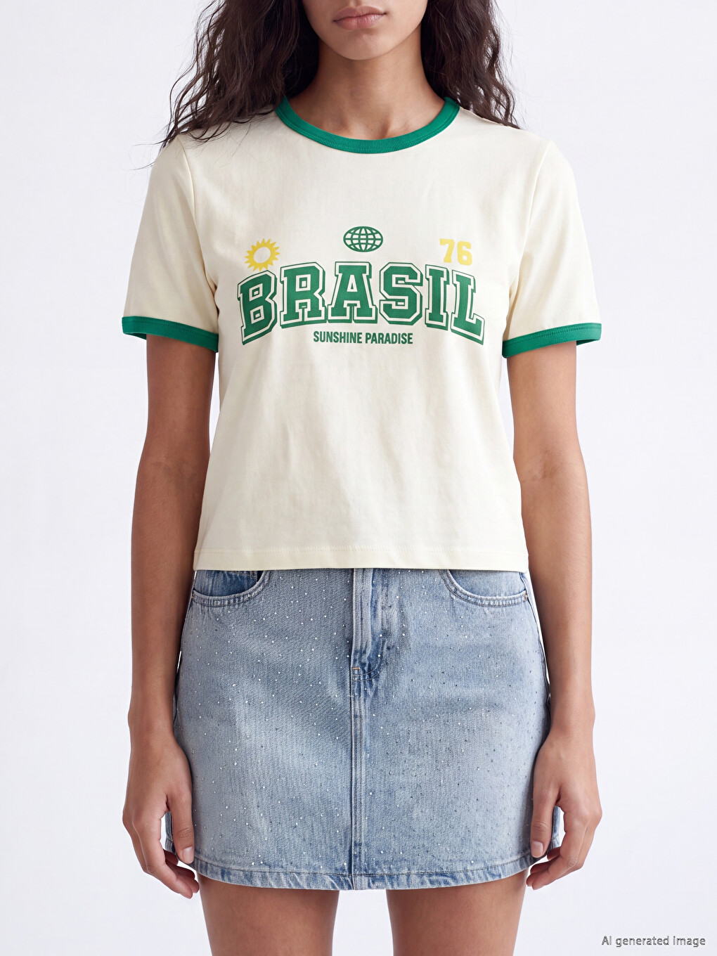 Женска Печатена Кратка Маица „brazil“-2