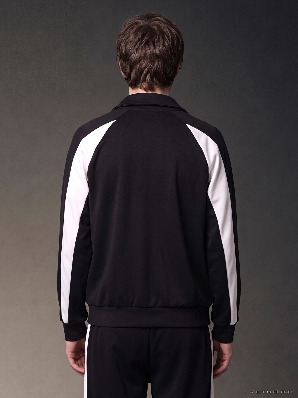 Siyah Loose Fit Erkek Fermuarlı Sweatshirt-4