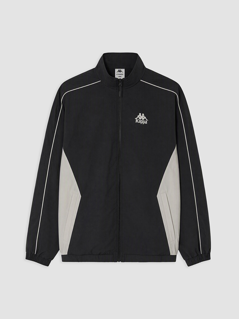 Siyah Dik Yaka Erkek Fermuarlı Sweatshirt
