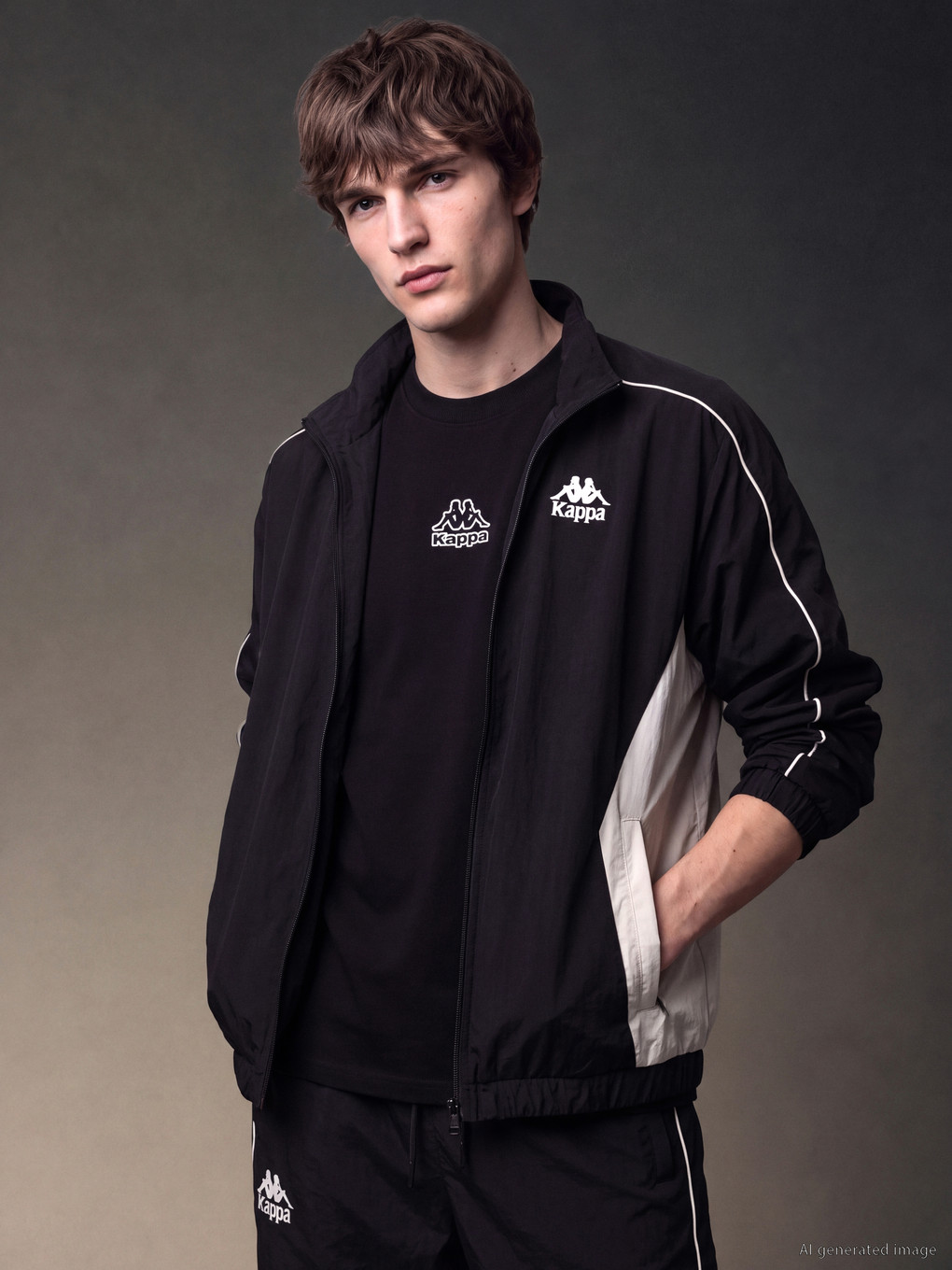 Siyah Dik Yaka Erkek Fermuarlı Sweatshirt-2