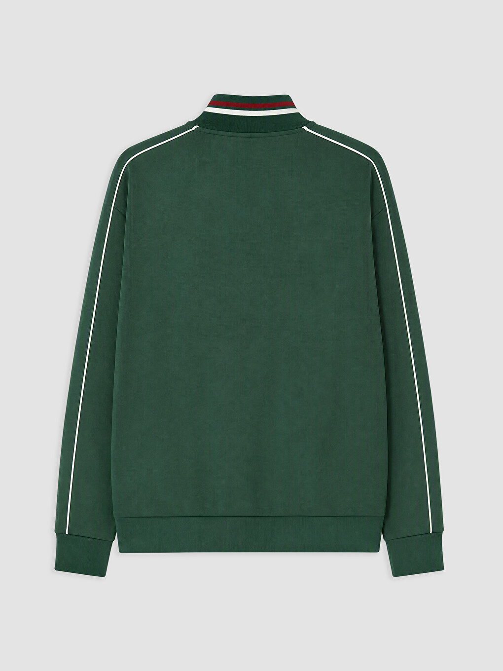Yeşil Dik Yaka Erkek Fermuarlı Sweatshirt-1