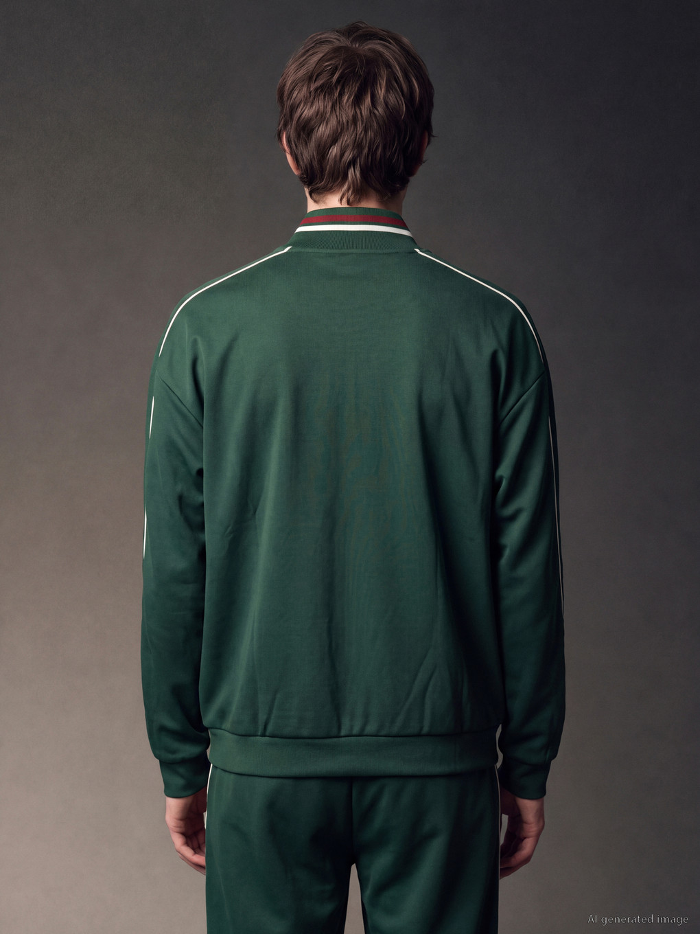 Yeşil Dik Yaka Erkek Fermuarlı Sweatshirt-4