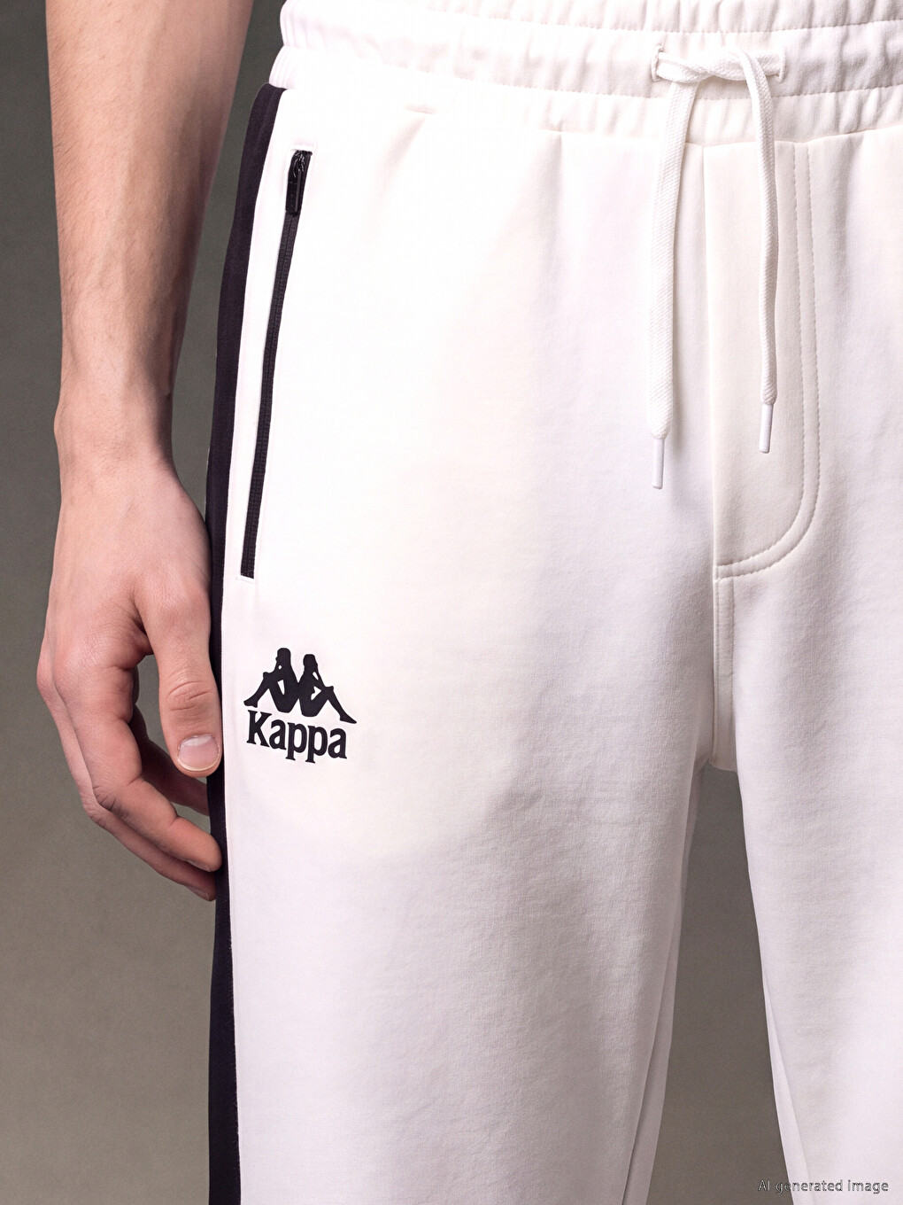 Ekru Loose Fit Erkek Eşofman Altı-3