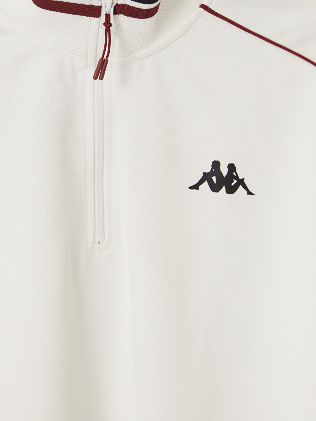 Ekru Dik Yaka Şeritli Erkek Sweatshirt-2
