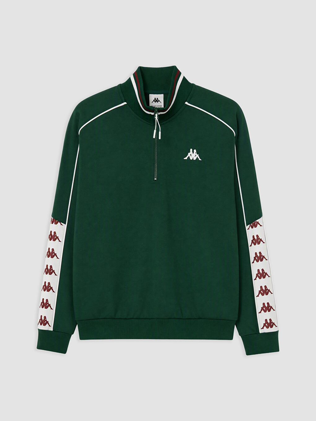 Yeşil Dik Yaka Şeritli Erkek Sweatshirt