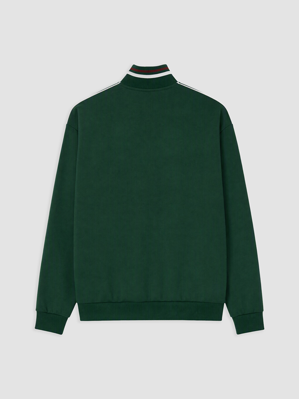Yeşil Dik Yaka Şeritli Erkek Sweatshirt-1