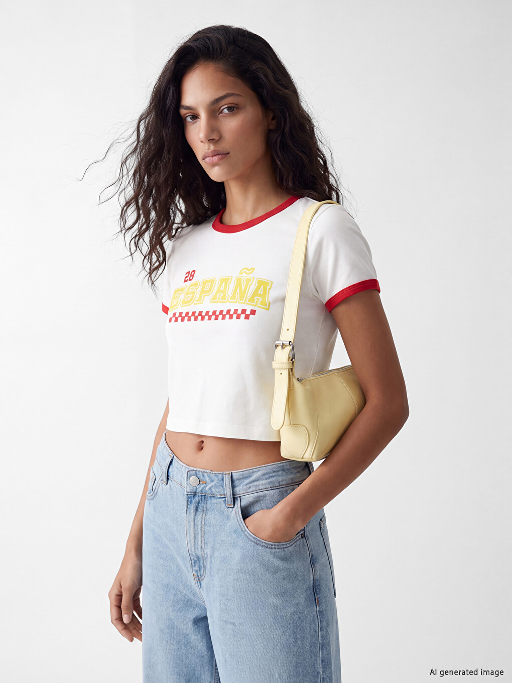 Crew Neck Printed Women's Crop
