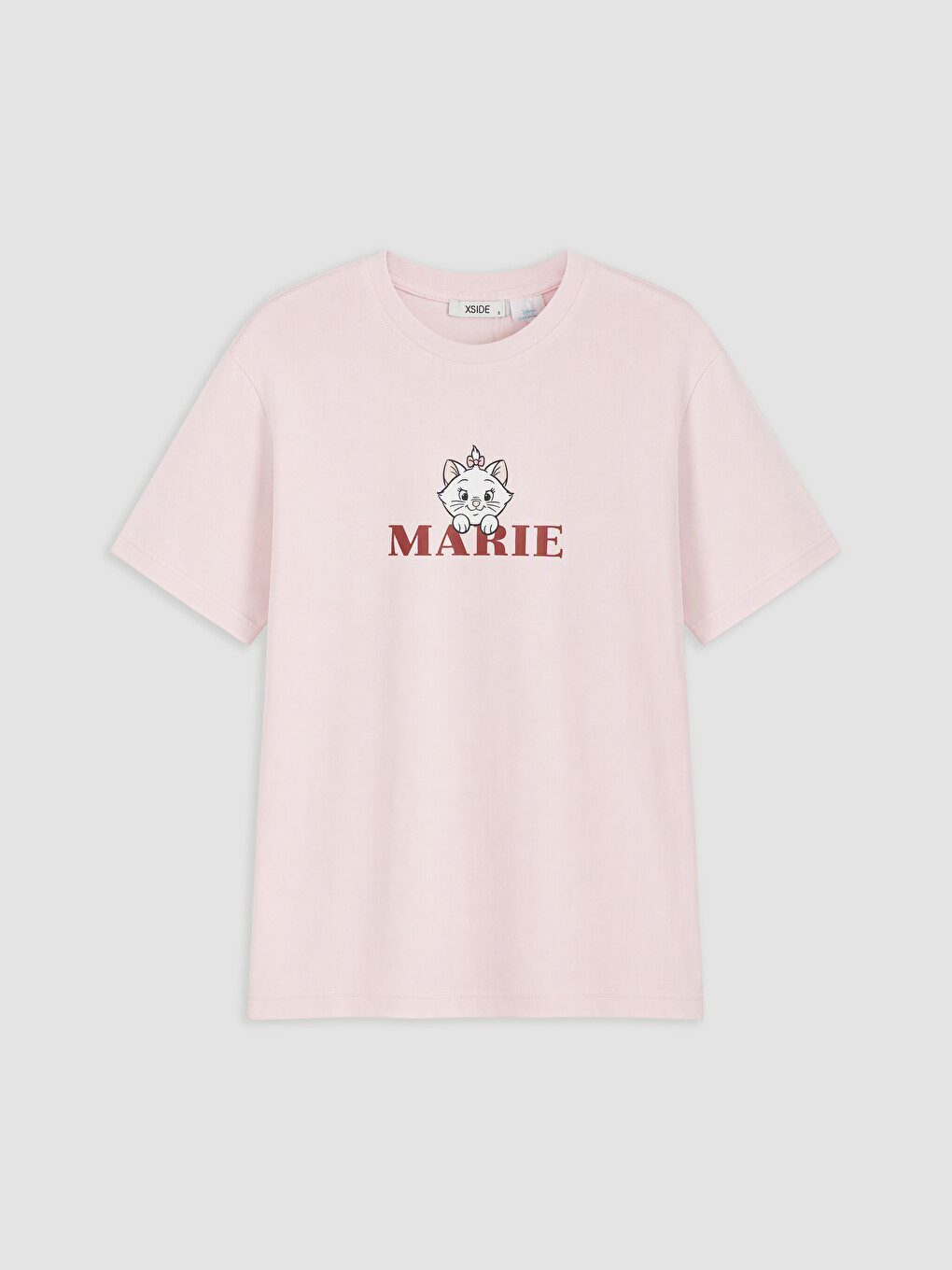 Pembe Marie Baskılı %100 Pamuklu Kadın Tişört