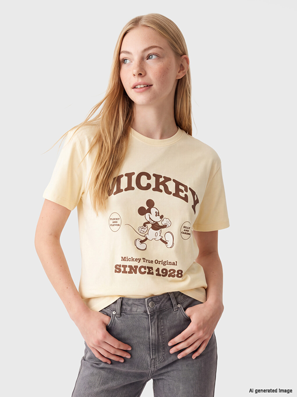 Mickey Mouse Printed %100 Cotton Women's T-shirt