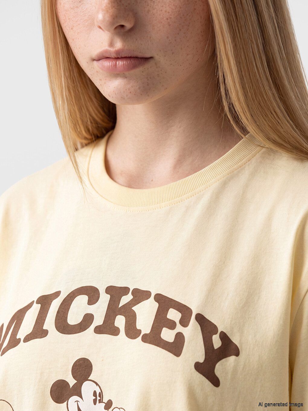 Mickey Mouse Printed %100 Cotton Women's T-shirt-2