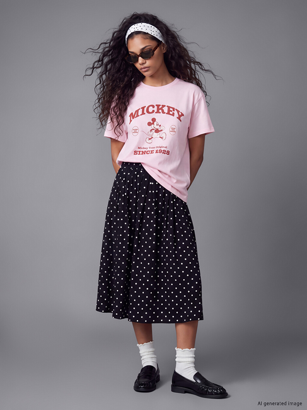 Mickey Mouse Printed %100 Cotton Women's T-shirt