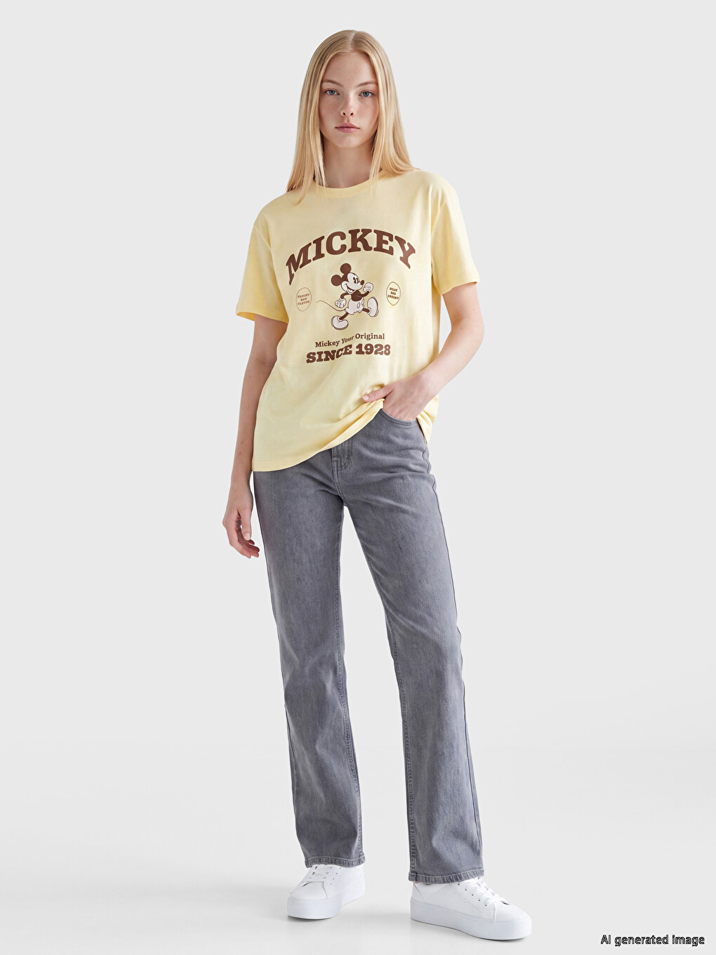 Tricou Femei Imprimat Mickey Mouse 100% Bumbac-1