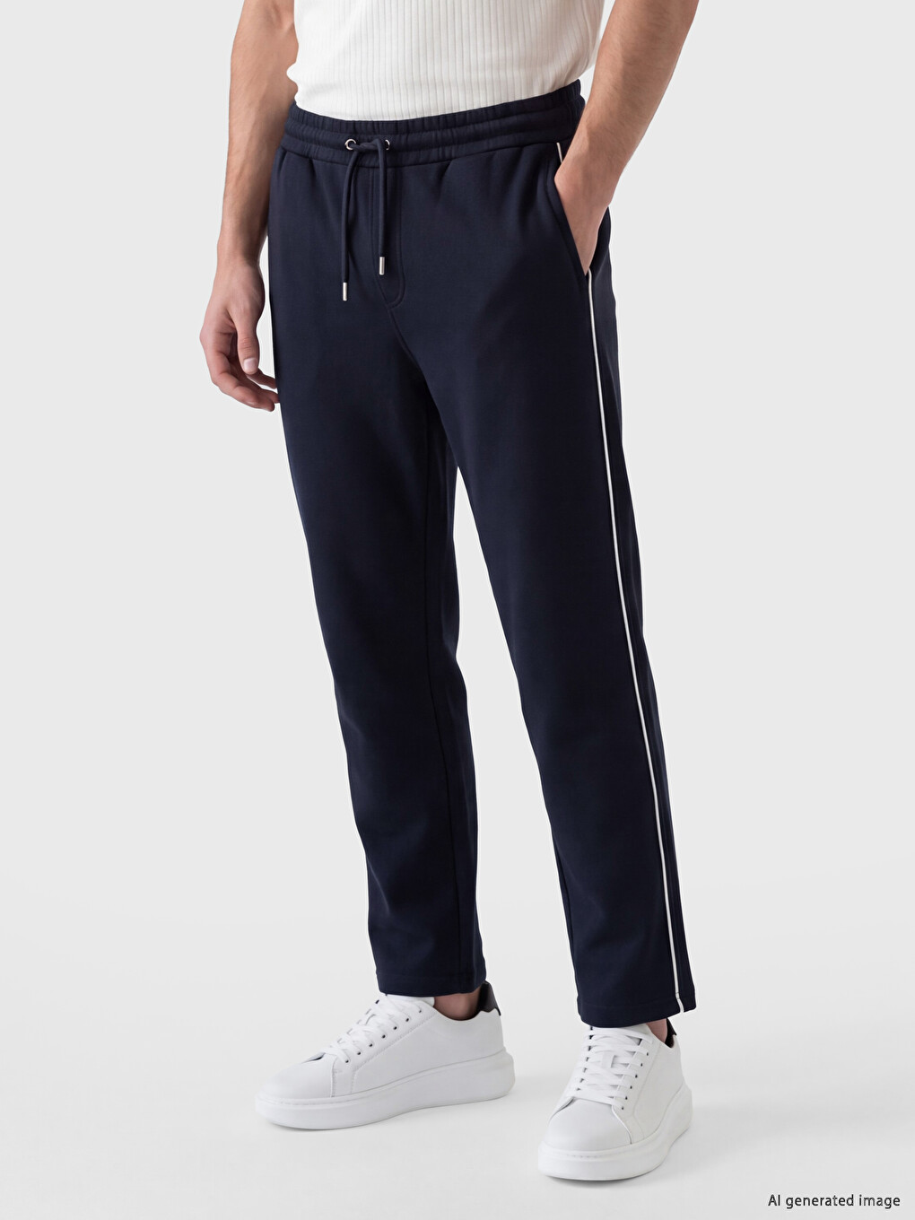 Lacivert Regular Fit Erkek Kalın Eşofman Altı-1