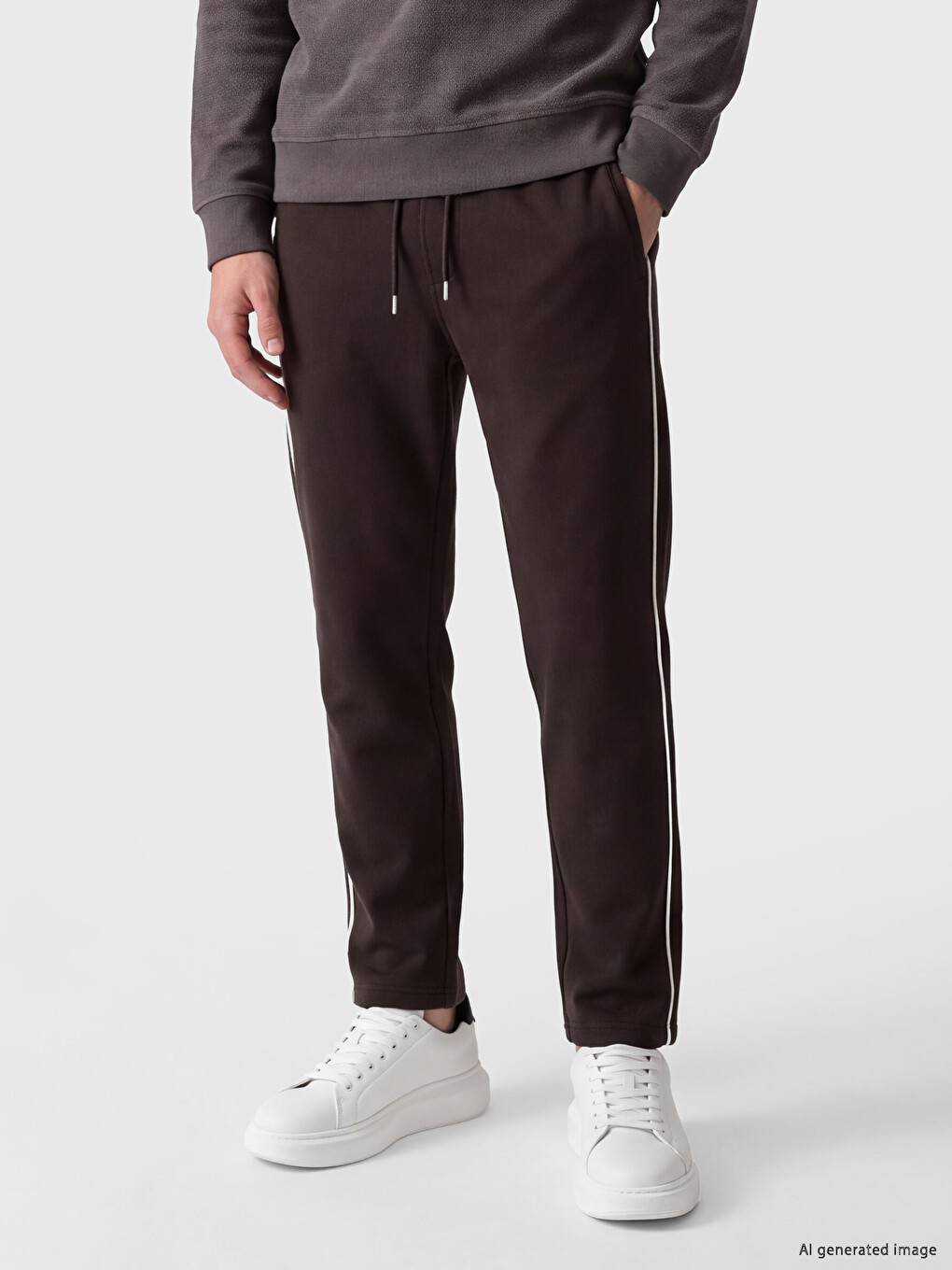 Kahverengi Regular Fit Erkek Kalın Eşofman Altı-1