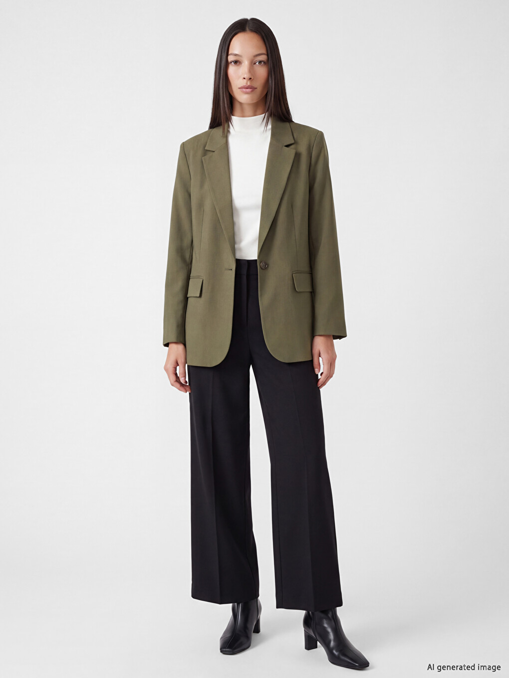 Haki Kadın Blazer Ceket-1