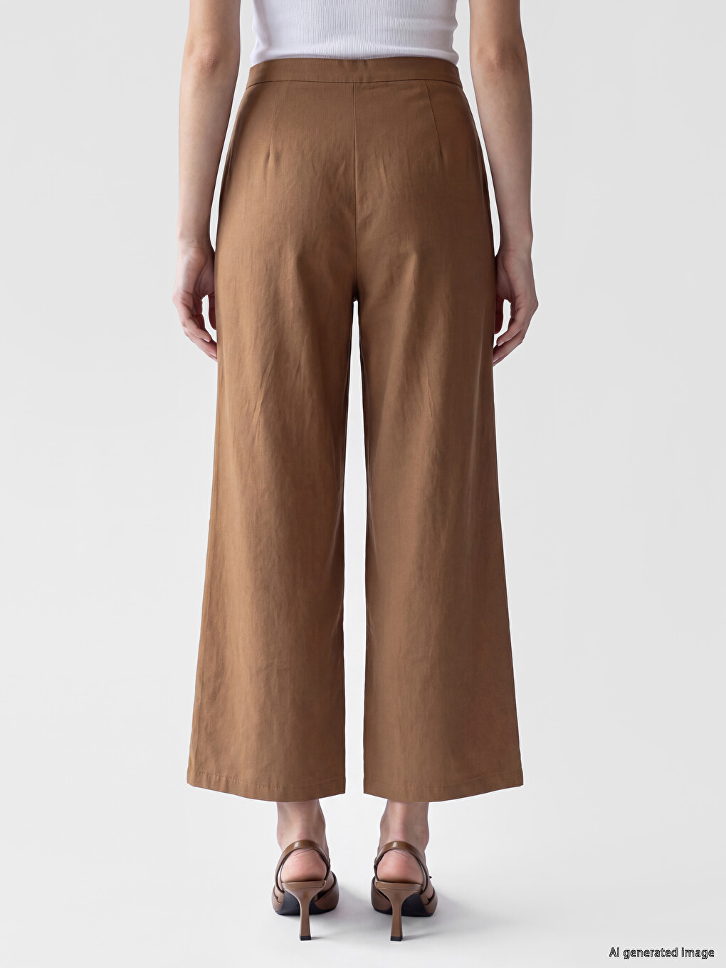 Bej Regular Fit Kadın Pileli Kumaş Pantolon-3