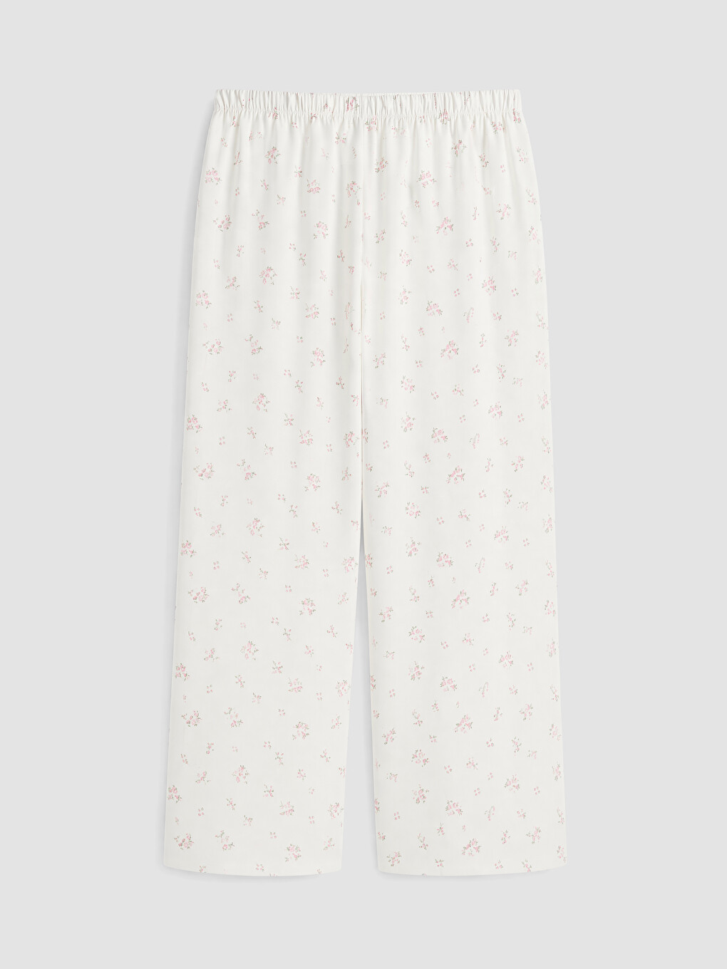Ekru Bisiklet Yaka Çiçekli Kadın Kaprili Pijama Takımı-5
