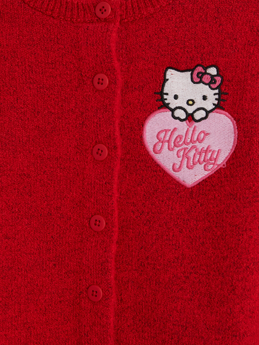 Kırmızı Hello Kitty Nakışlı Kız Çocuk Triko Hırka-2