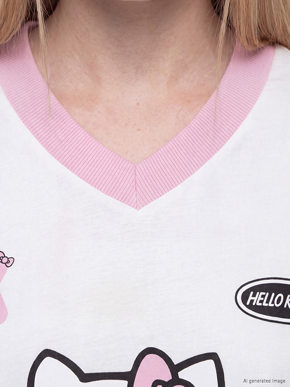 Hello Kitty Printed %100 Cotton Women's T-shirt-6