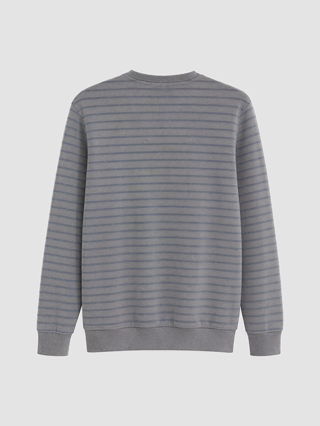 Gri Bisiklet Yaka Çizgili Erkek Sweatshirt-6