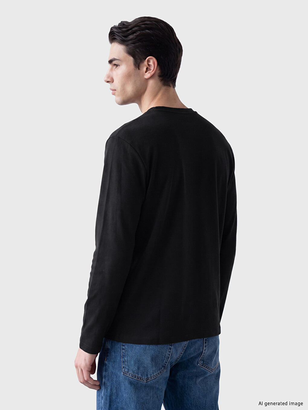 T-shirt Me Jakë Të Rrumbullakët Me Mëngë Të Gjata Për Burra-2