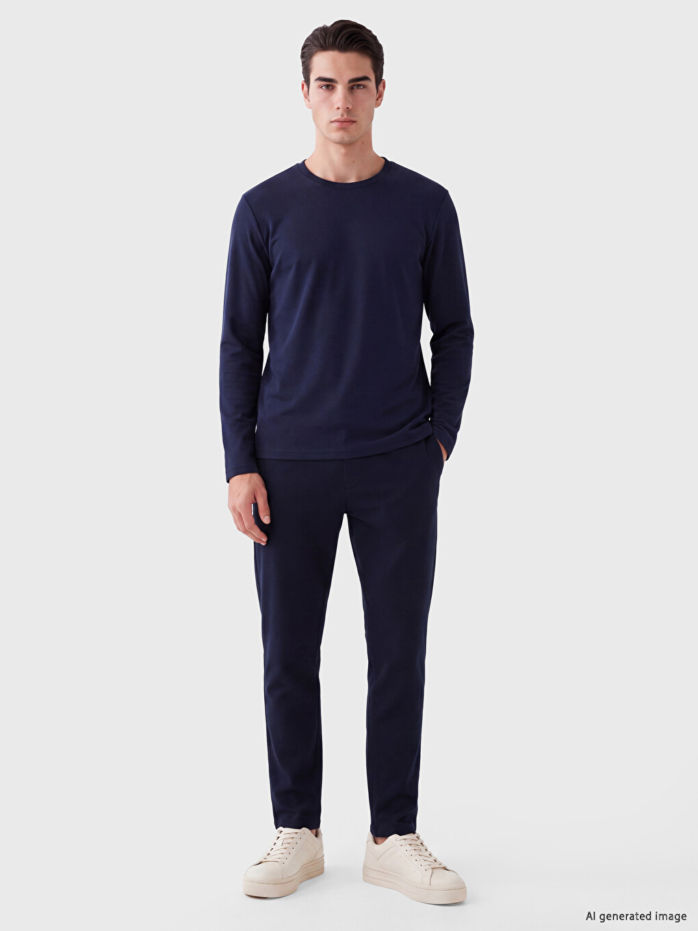 Crew Neck Long Sleeve Men's T-shirt-1