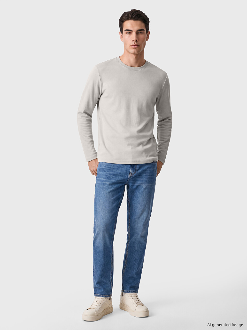 Crew Neck Long Sleeve Men's T-shirt-1