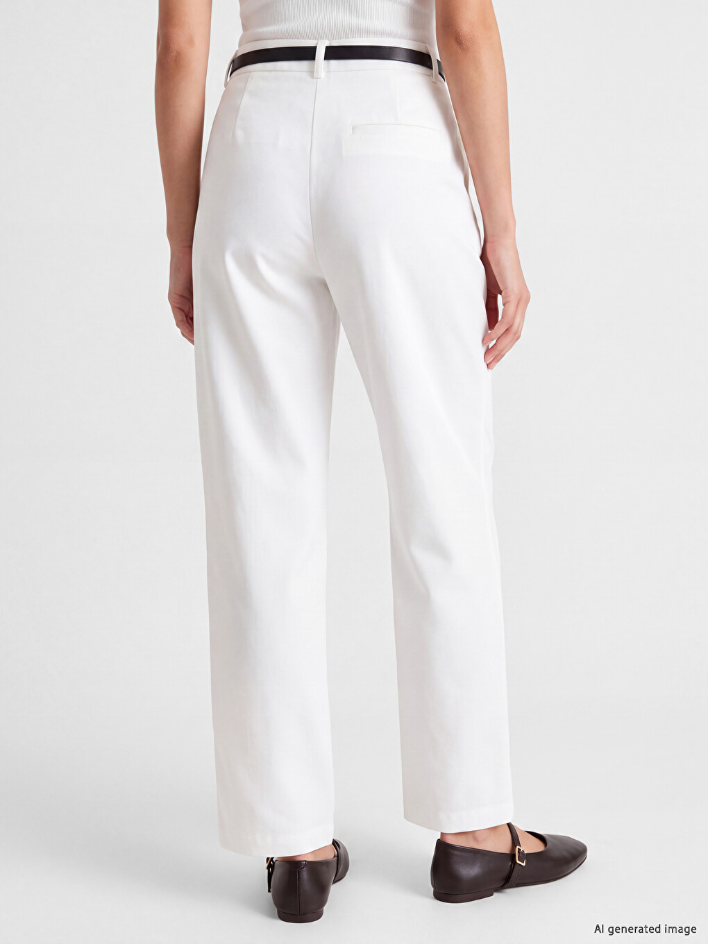 Waist Belted Women's Cigarette Trousers-3