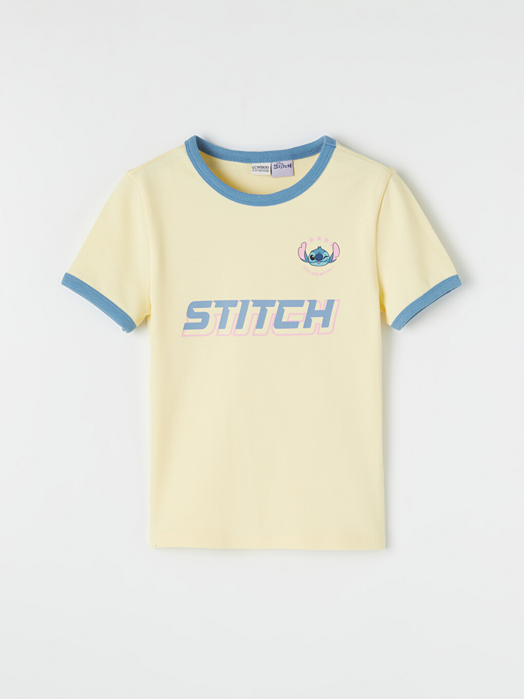 Sarı Stitch Baskılı Kız Çocuk Tişört