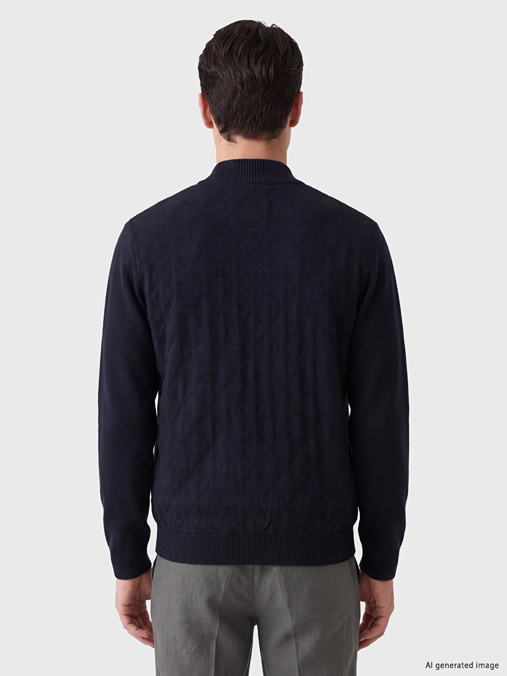 Regular Fit Mock Neck Men's Knitwear Cardigan-2