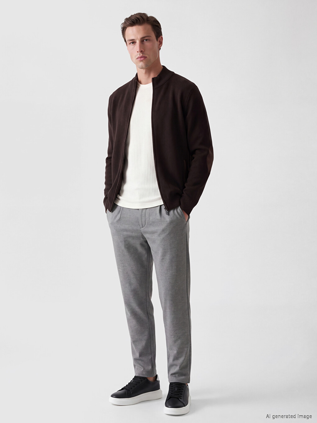 Man Brown Cardigan-1
