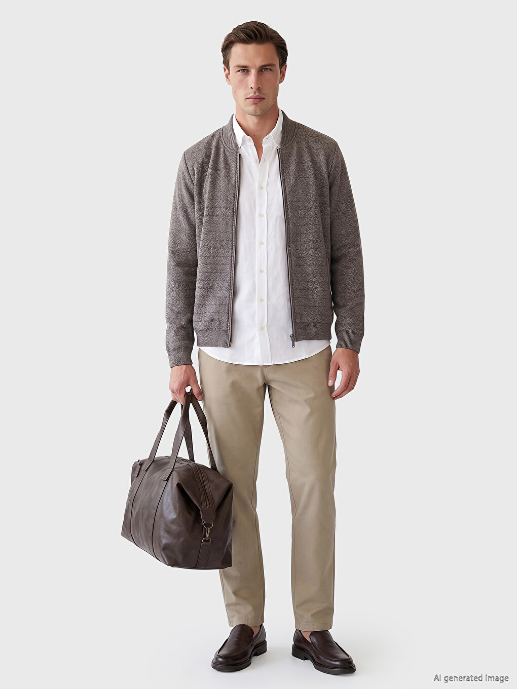 Regular Fit Baseball Collar Men's Knitwear Cardigan-1