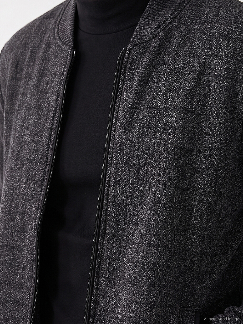 Regular Fit Baseball Collar Men's Knitwear Cardigan-2