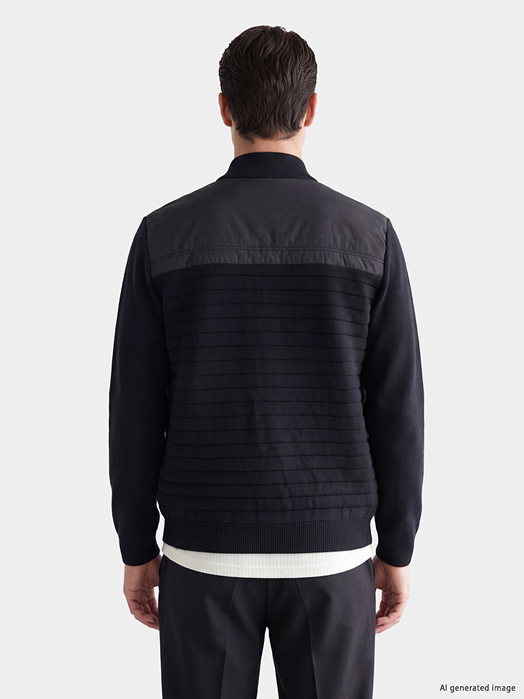 Lacivert Regular Fit Dik Yaka Erkek Triko Hırka-2