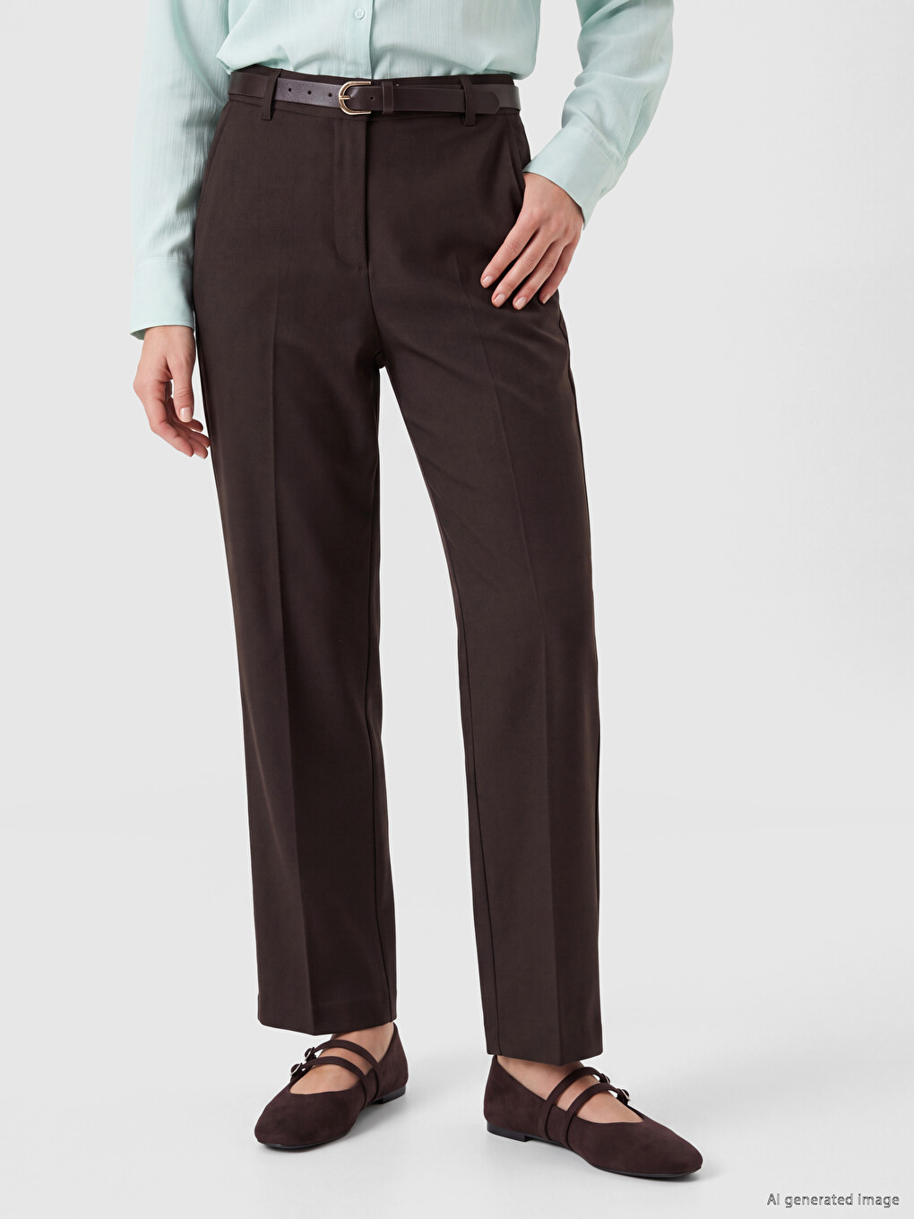 Pantalone Sa Kaišem, Širokih Nogavica, Za Žene-1