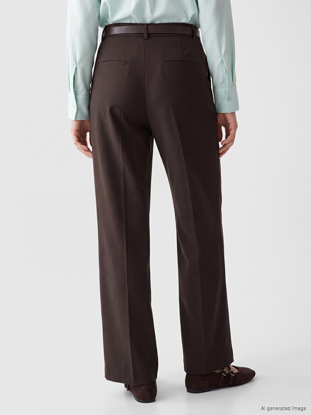 Pantalone Sa Kaišem, Širokih Nogavica, Za Žene-3