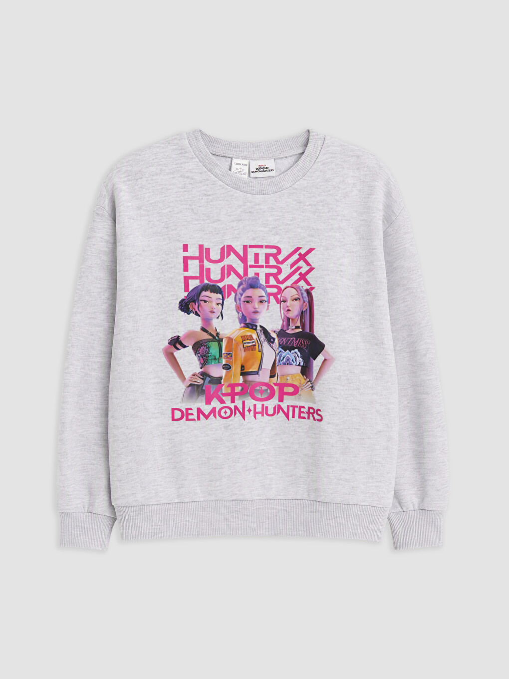Gri Kpop Demon+hunters Baskılı Kız Çocuk Sweatshirt