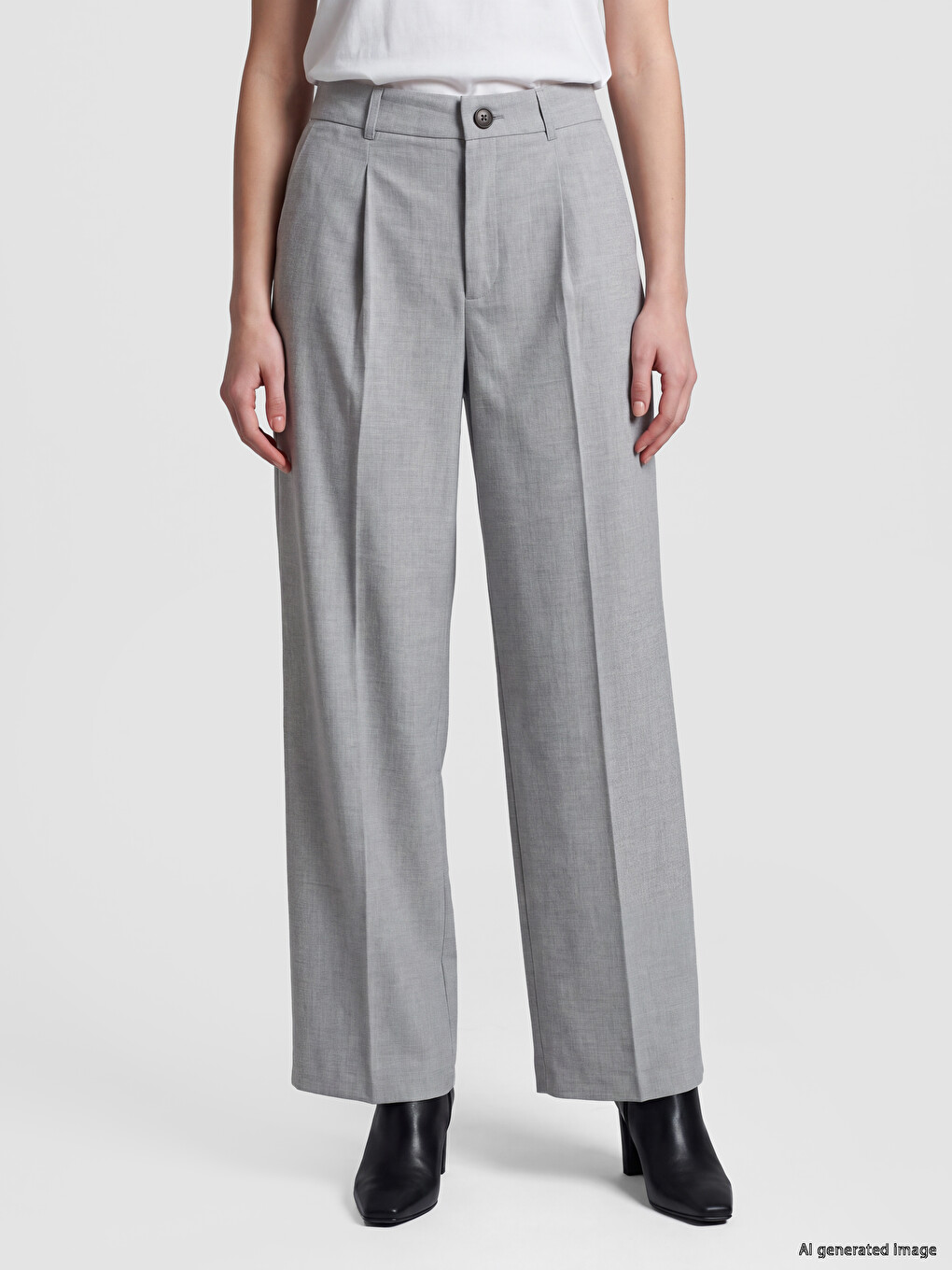 Wideleg Women's Fabric Trousers-1