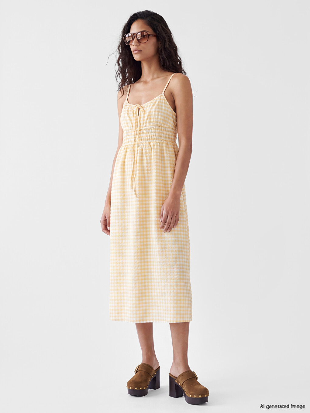 Plaid Strappy Fitted Waist Dress