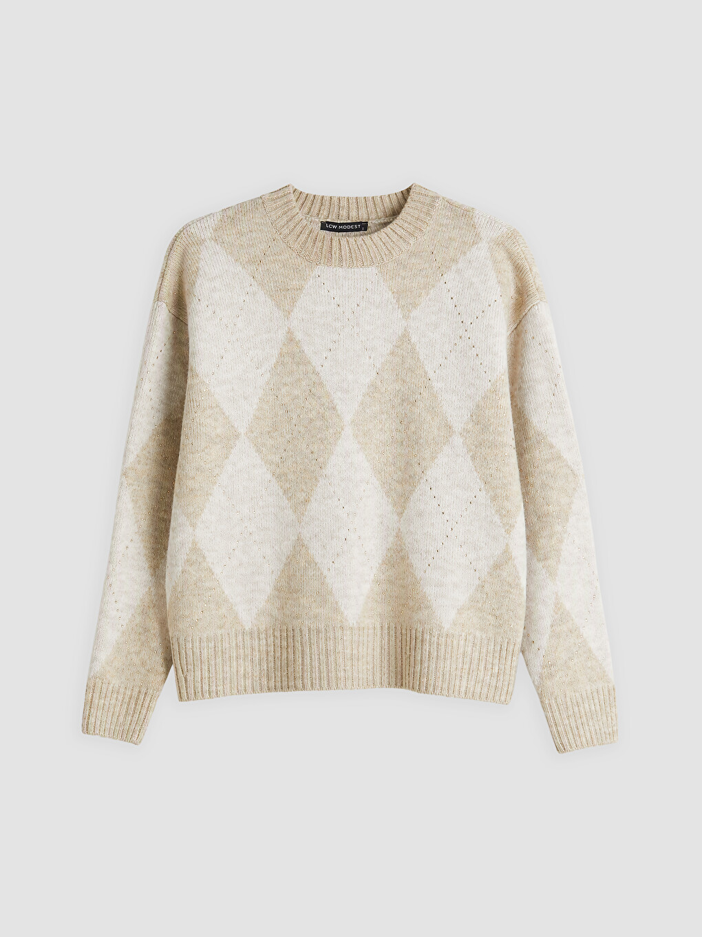 Argyle Patterned Women's Knitwear Sweater-4