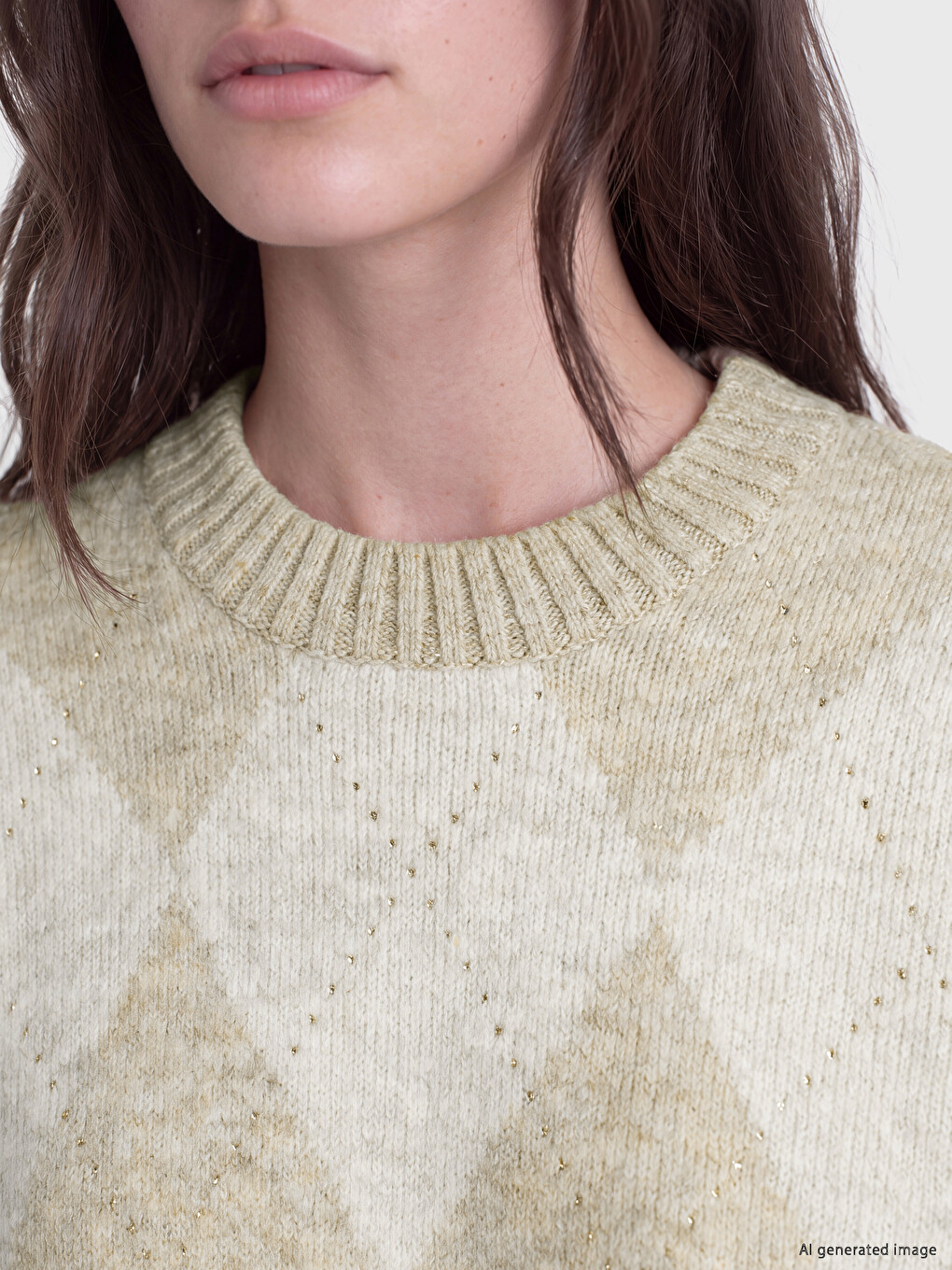 Argyle Patterned Women's Knitwear Sweater-2