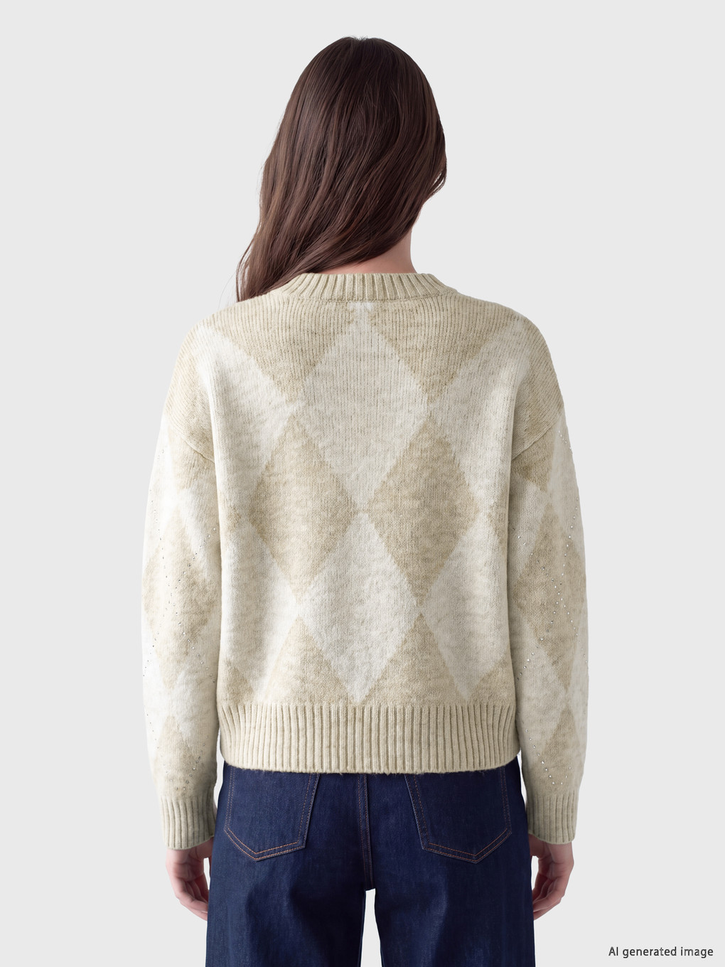 Argyle Patterned Women's Knitwear Sweater-3