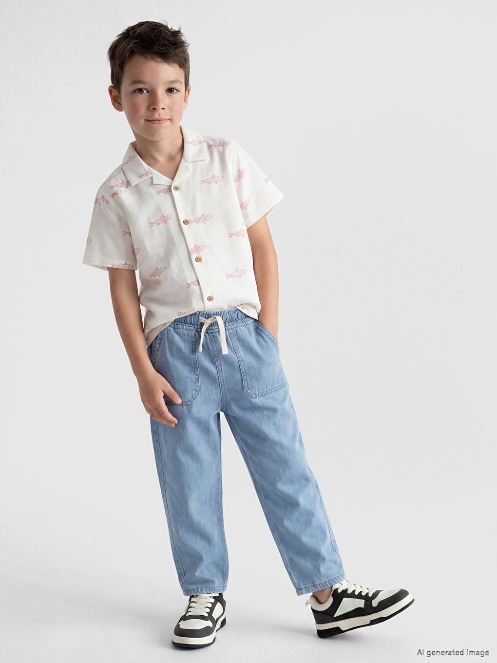 İndigo Loose Fit Erkek Çocuk Jean Pantolon-1