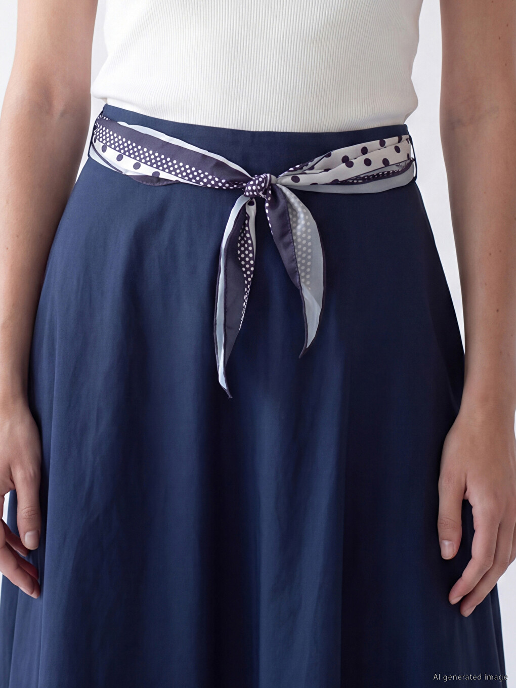 Scarf Detailed Flared Skirt-1